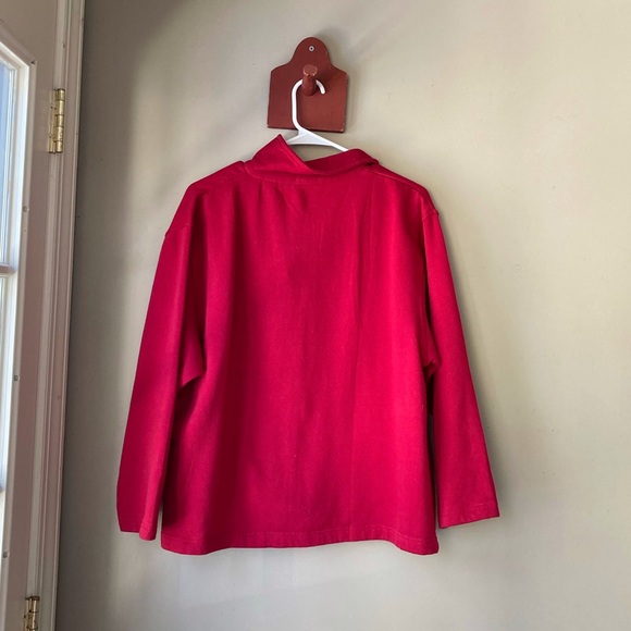 Vintage Red Floral Hand Embroidered Full Zip Fleece Jacket - Picture 6 of 7